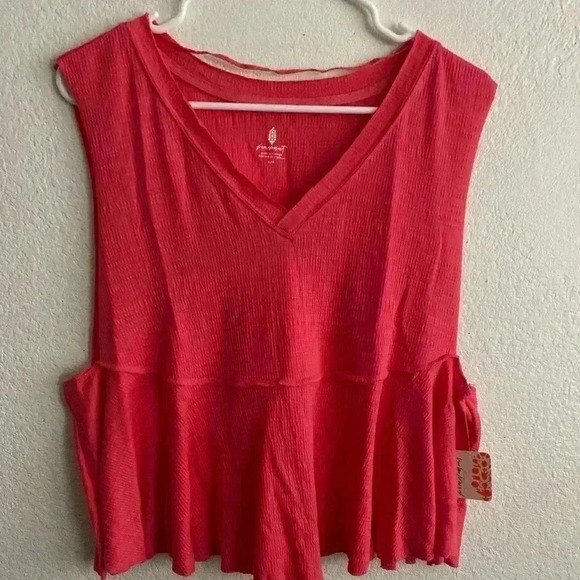 🆕Free People Bright Red Full Hearts Tank L 🆕 - Picture 8 of 15